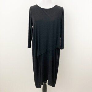 Sun Kim Caroline Short Dress Size M Black Lagenlook Neutral Minimalist SK345